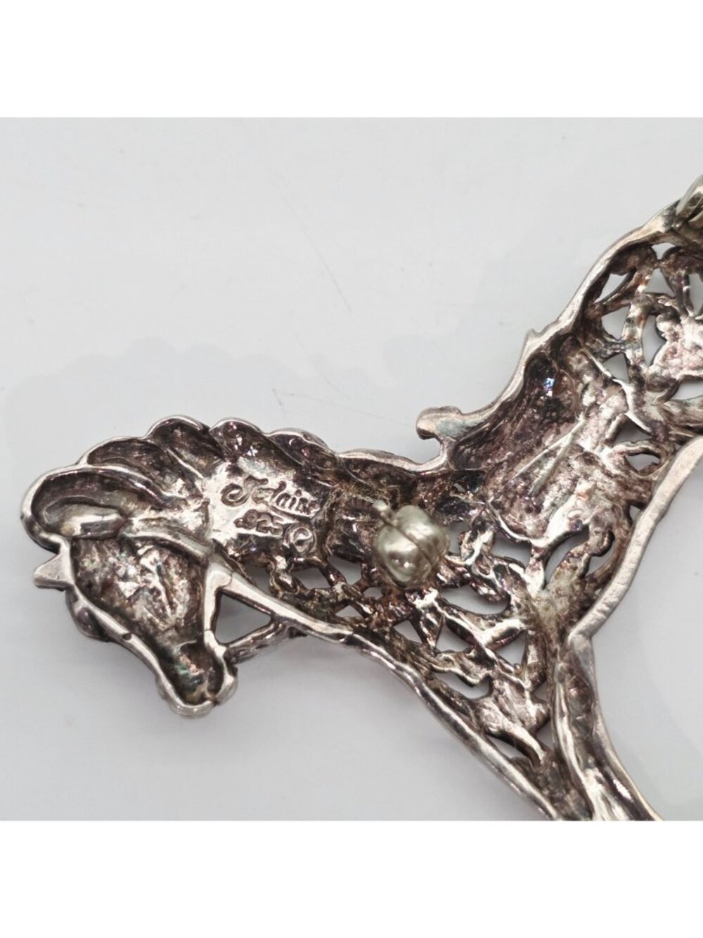 Sterling Silver Rocking Horse Brooch Filigree Design By Jezlaine Jewelry Vintage - Picture 7 of 7